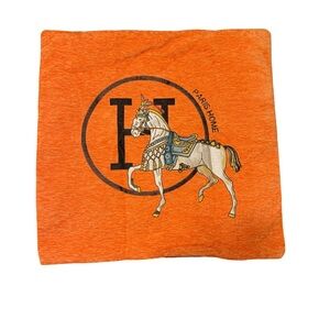 Designer Inspired Orange Horse Print Throw Pillow Cover Case